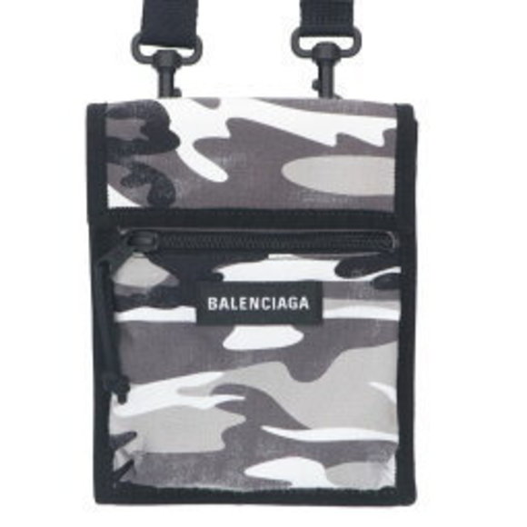BALENCIAGA Explorer Camouflage Nylon Shoulder Bag Gray Black - Picture 1 of 5